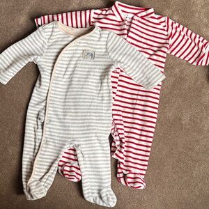Cozy Striped Kids Footies - Cream and Red